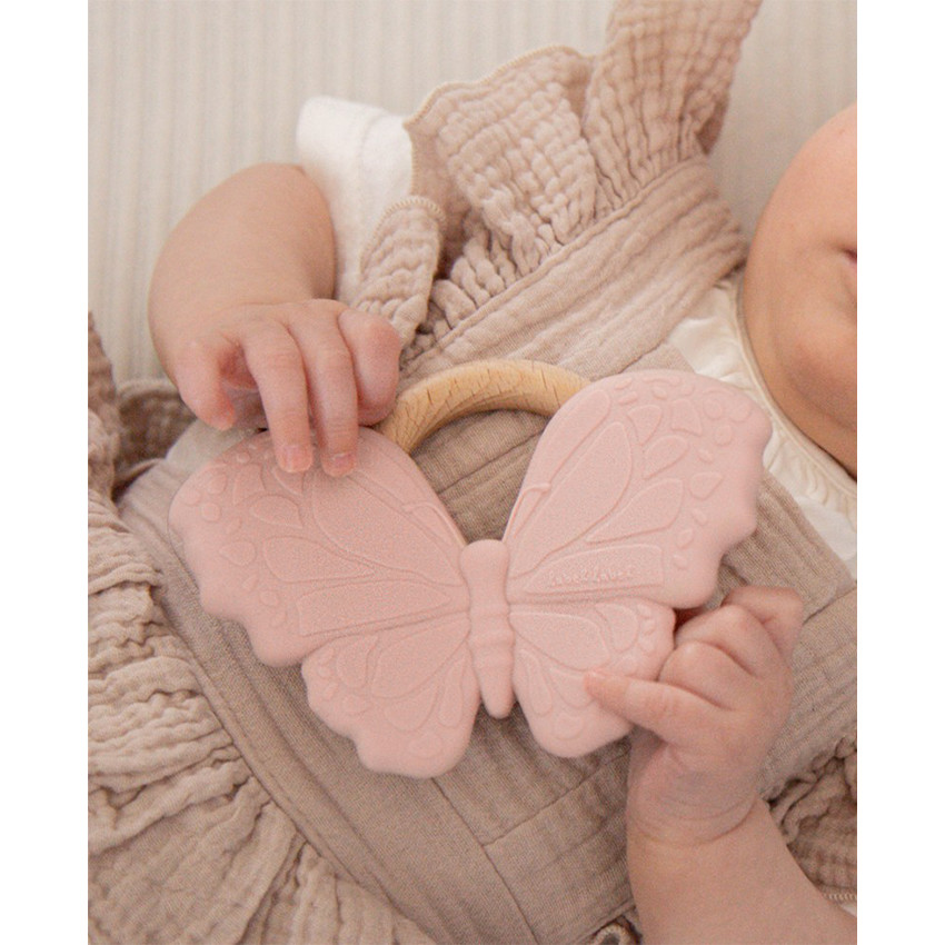 Anneau de dentition silicone Papillon Rose 