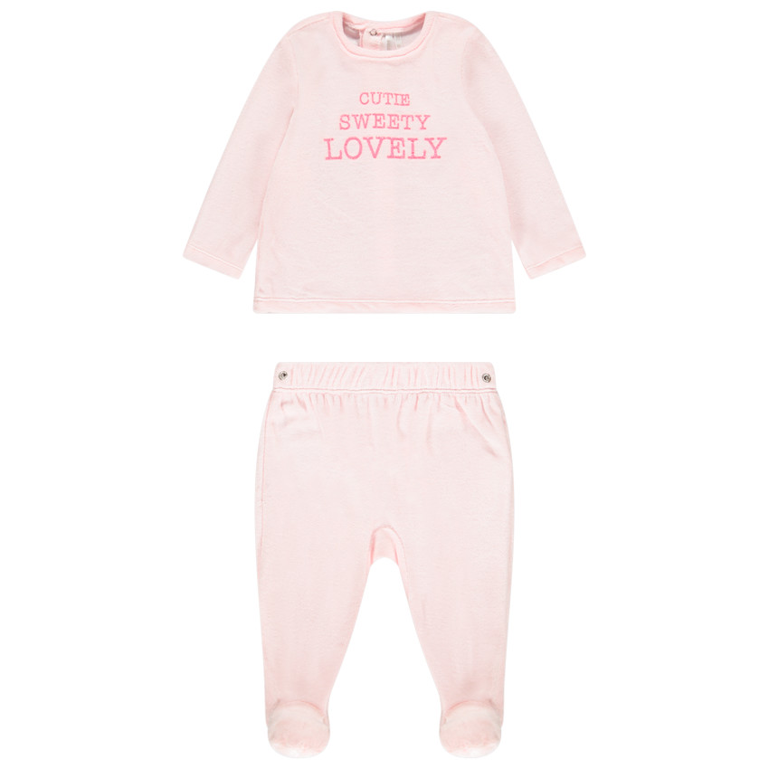 Pyjama en velours à message pour bébé fille 