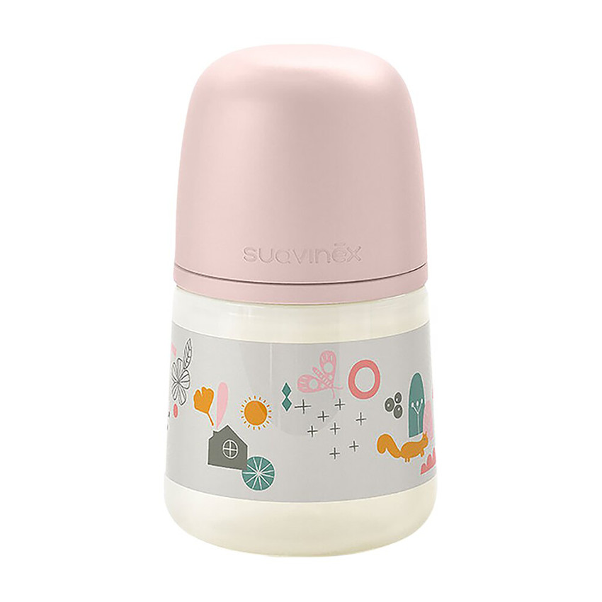 Zuigfles met symmetrische fopspeen SX Pro M 150 ml Walk in the Park Roze 