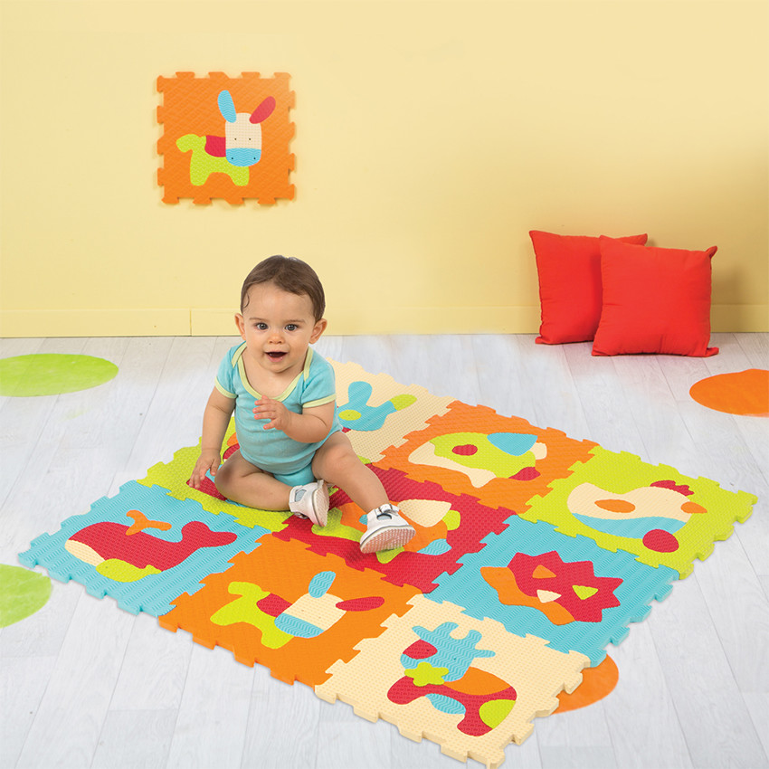 Puzzle tapis mousse bébé animaux 36 dalles 16*16cm enfant bas âge