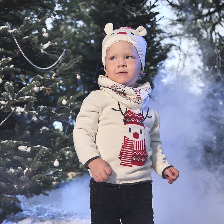 Fluwelen trui met geborduurde rendier voor baby jongen 