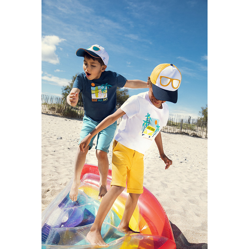 T-shirt met korte mouwen, en print met minibusje en palmbomen voor jongens 