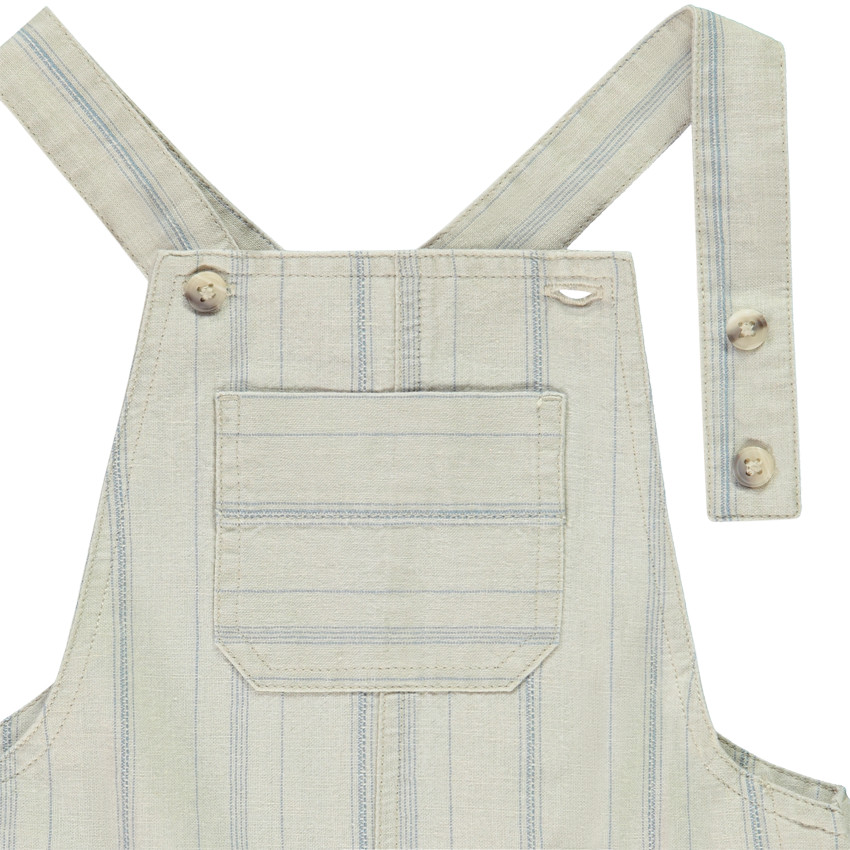 Korte gestreepte stofsalopette voor babyjongen 