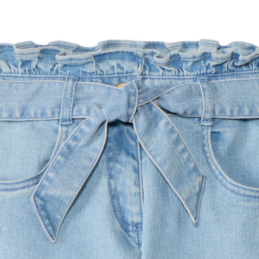 Jeans paperbag met strikceintuur voor meisje 