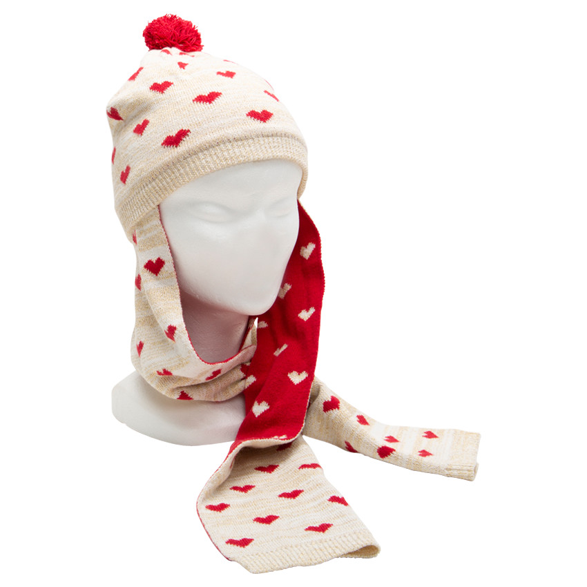 Bonnet écharpe en tricot imprimé 