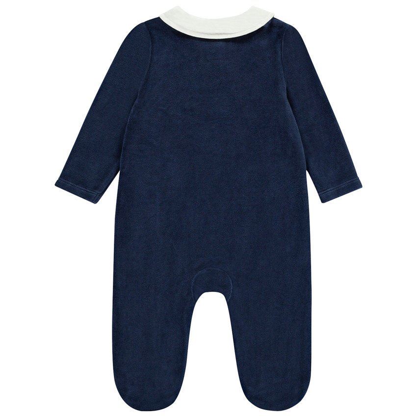 Pyjama in fluweel met Claudine kraag voor baby jongen 