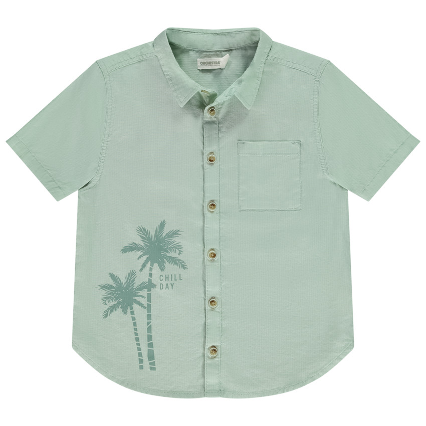Chemise manches courtes avec print palmiers fantaisie pour garçon 
