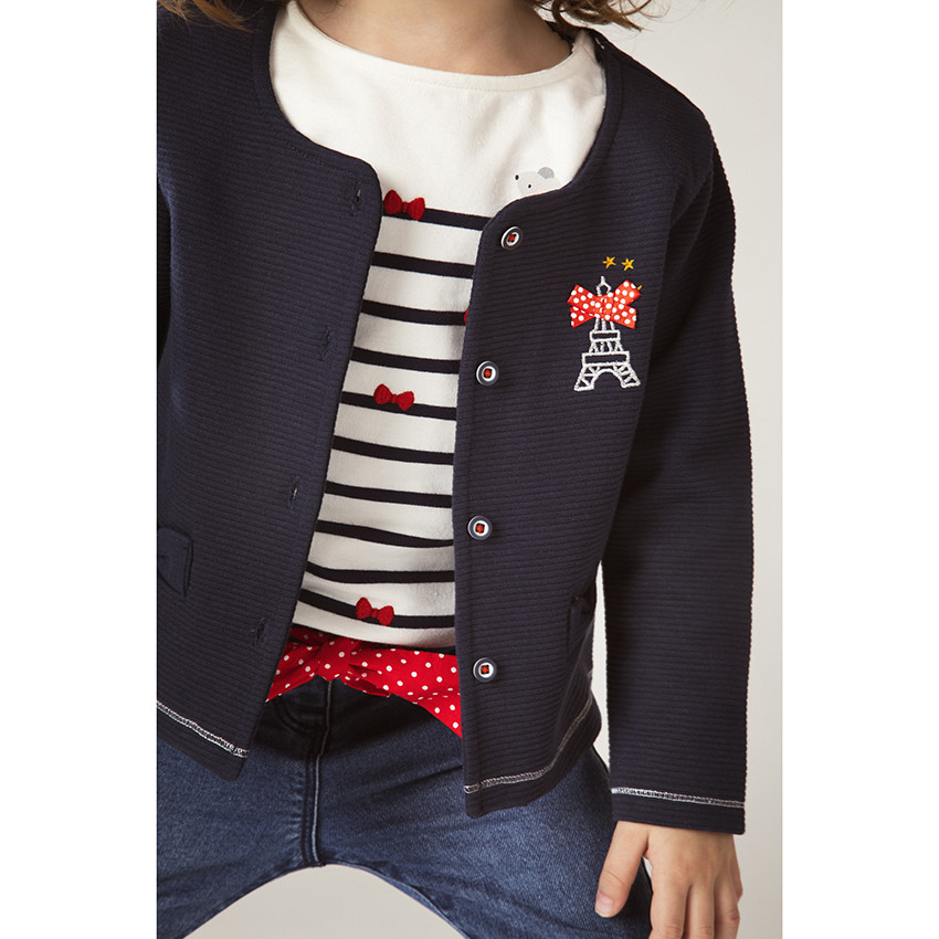 Marinière à manches longues volantées pour bébé fille 