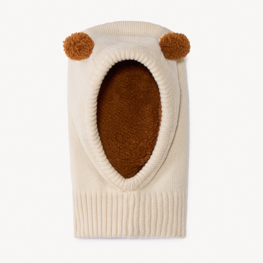 Cagoule en tricot doublé et pompons ludiques bébé garçon  