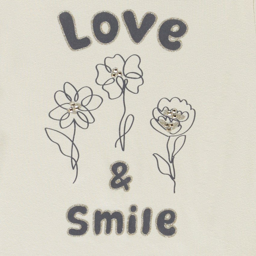 Sous-pull à col roulé print fleurs à strass pour fille 