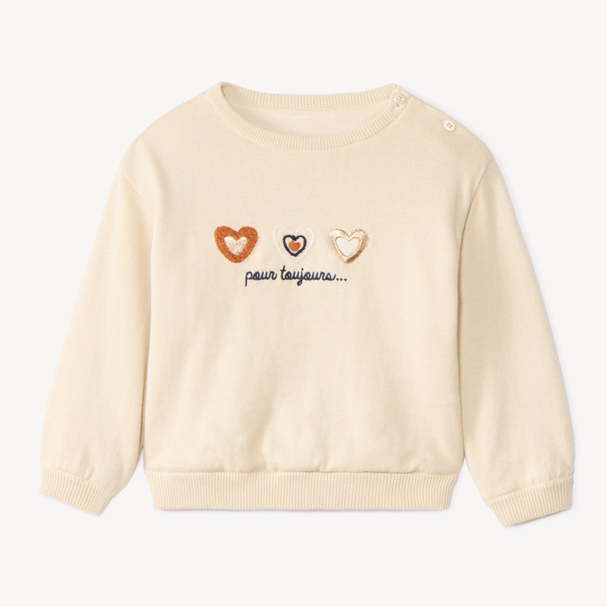 Pull en tricot à motifs brodés pour bébé fille 