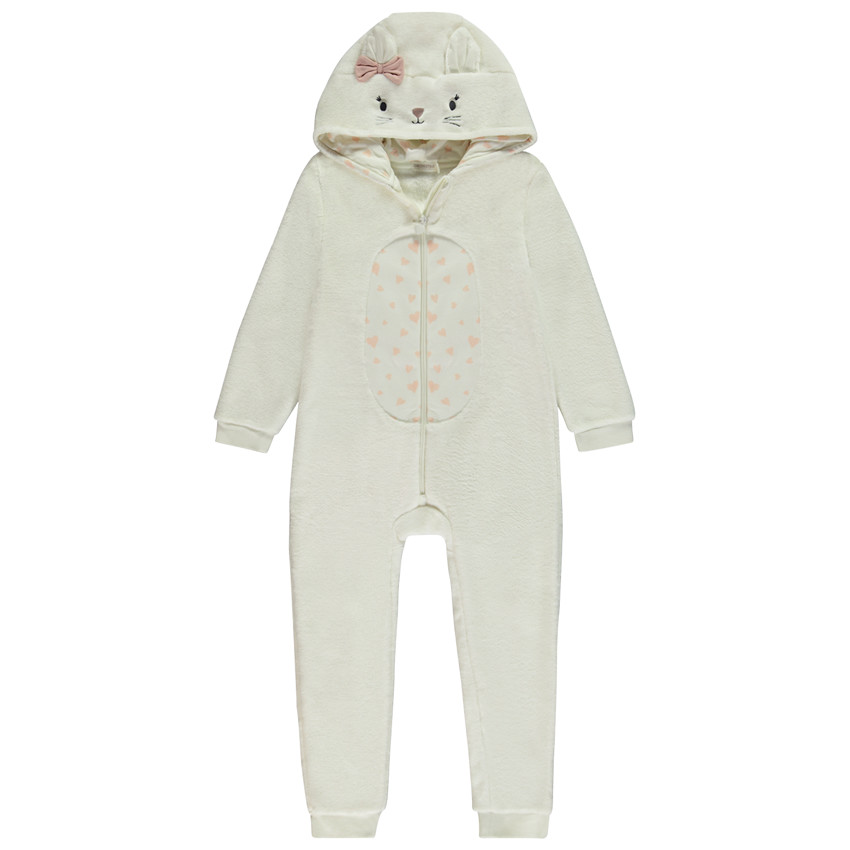 Pyjama topper in sherpa met fantasiekap kat voor meisjes 