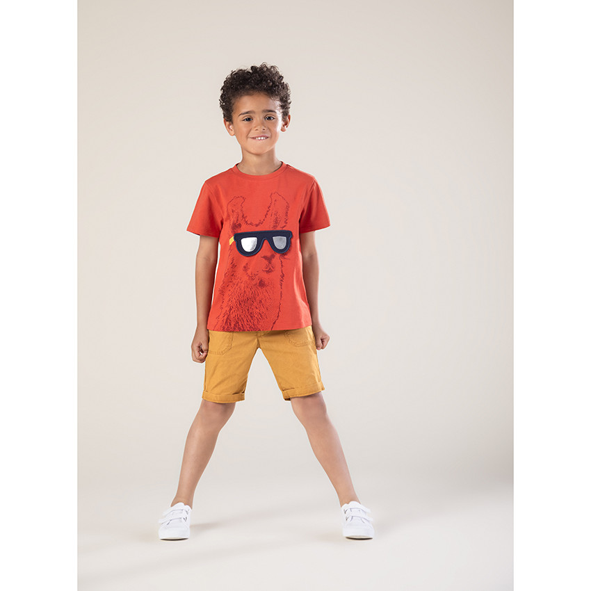 T-shirt manches courtes print lama à lunettes mobiles 