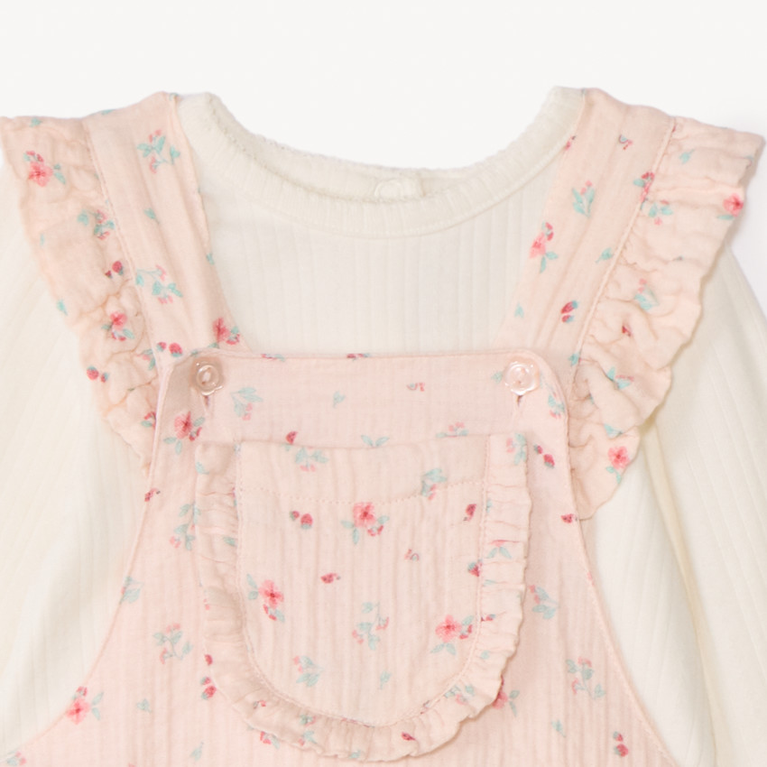 Ensemble 2 pièces avec salopette imprimée pour bébé fille 
