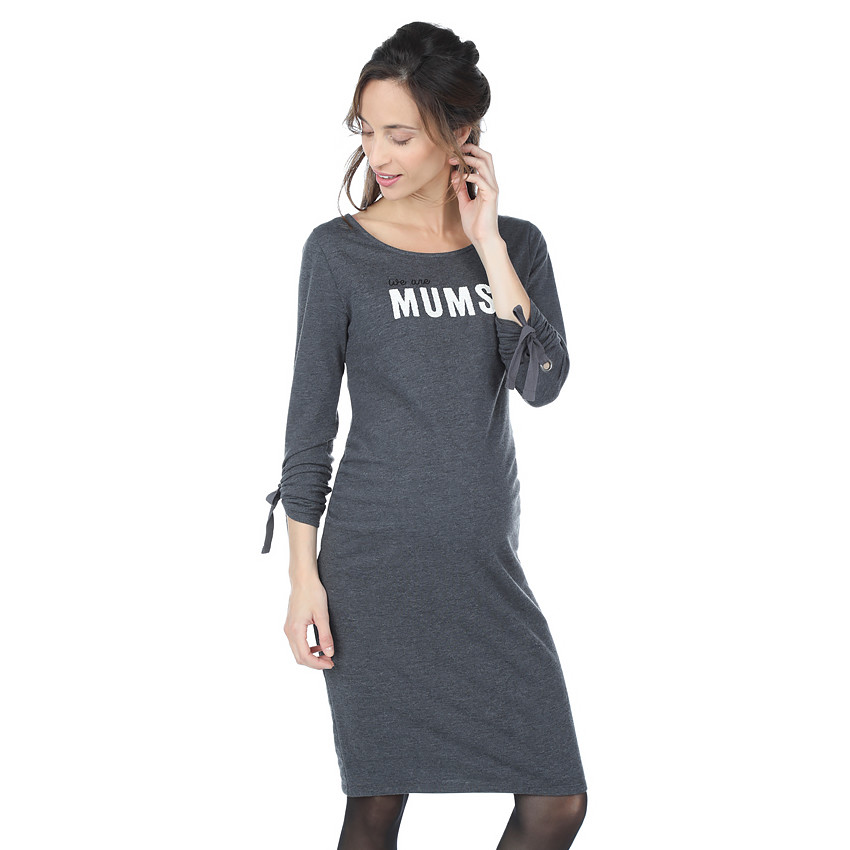 Zwangerschapsjurk in gaas met bericht 