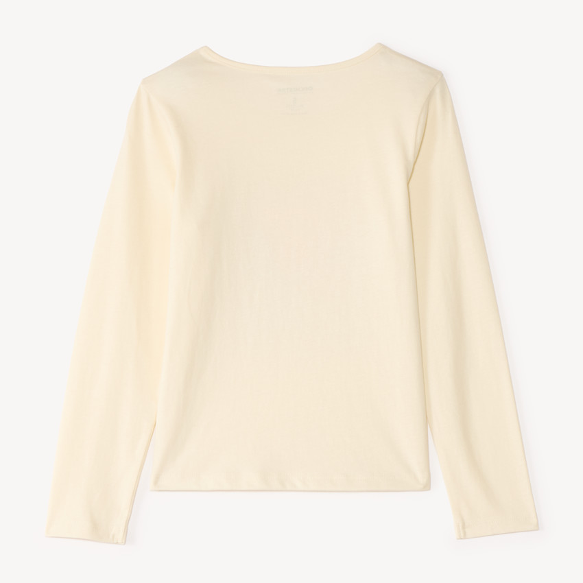 T-shirt manches longues print pailleté fille 