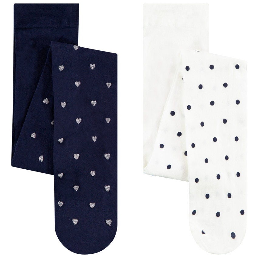 Lot De 2 Collants Keds Blancs à Cœurs Noirs – Taille S Fille, Neuf Avec étiquettes