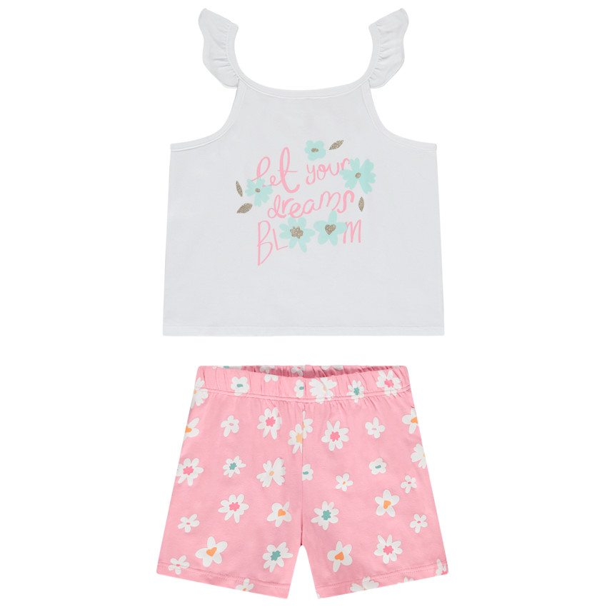 Set van korte pyjama met bloemenprint voor meisjes 