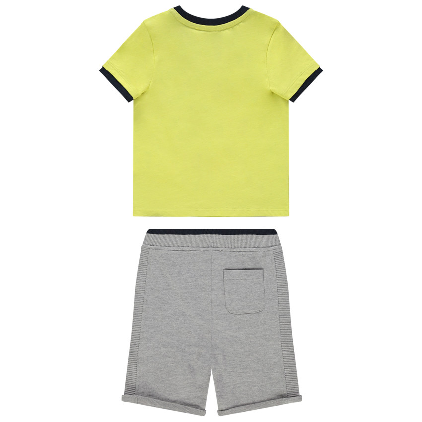 Setje van T-shirt en bermuda met dierenprint en geborduurde tekst 