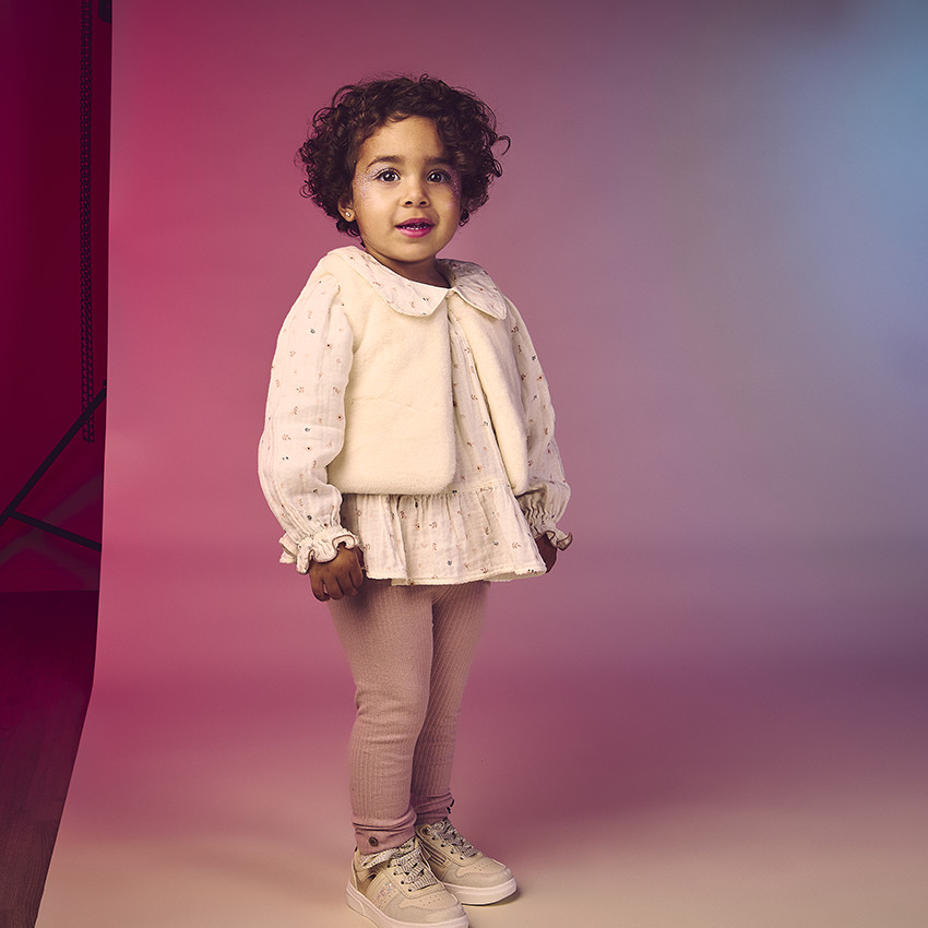 Drie-delige set met vest met faux fur voor baby meisje 