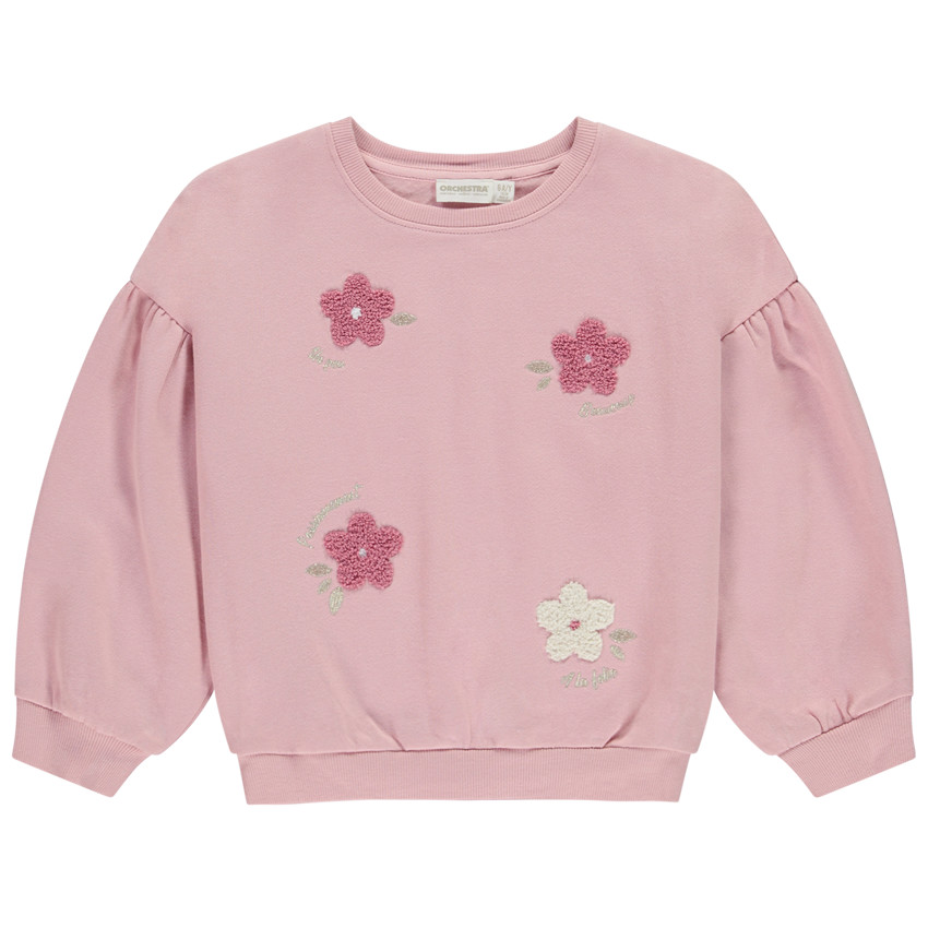 Sweat oversize à fleurs en bouclettes pour fille 