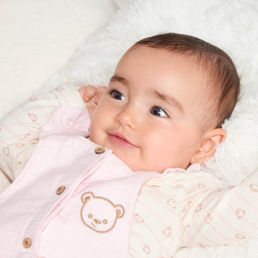 Ensemble salopette et t-shirt manches longues motifs ourson pour bébé fille 