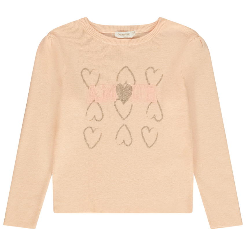 Trui in ribbreisel met glinsterende harten voor meisjes 