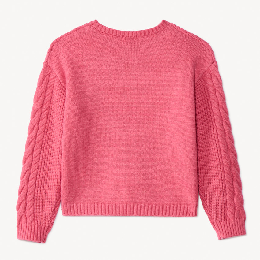 Oversize gebreide kabeltrui effen voor meisjes 