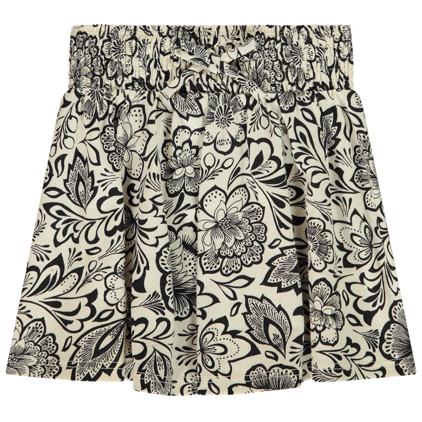 Rok met bloemenprint en smockceintuur voor meisjes 