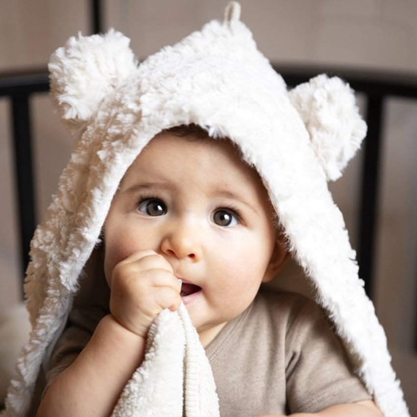 Couverture enveloppante avec oreilles Snow - Blanc cassé 75x75 cm 