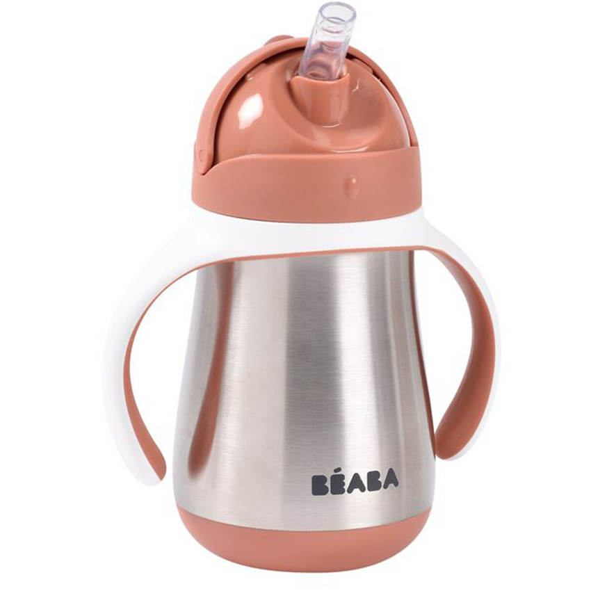 Drinkbeker met rietje inox 250ml Terracotta 