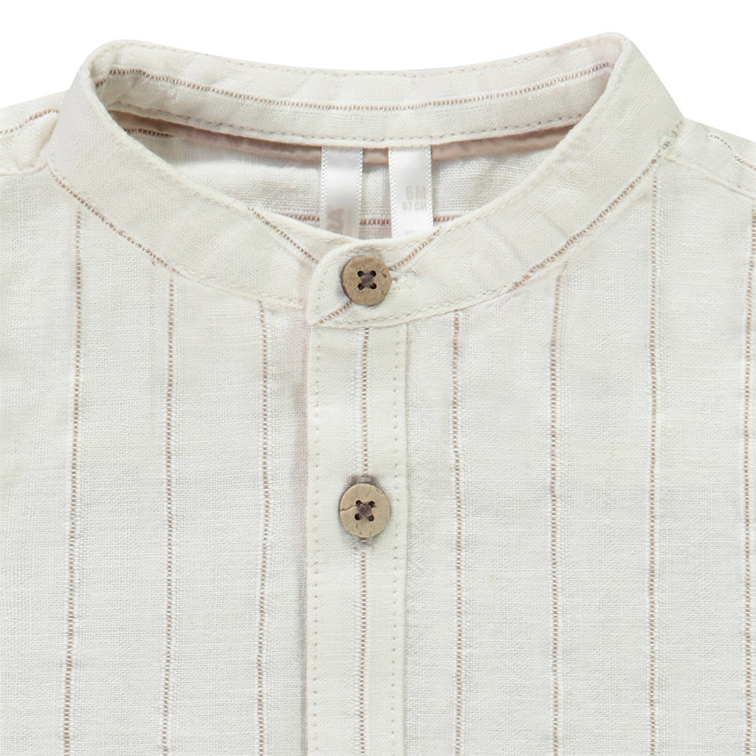 Ensemble salopette courte + chemise manches courtes rayées pour bébé garçon 