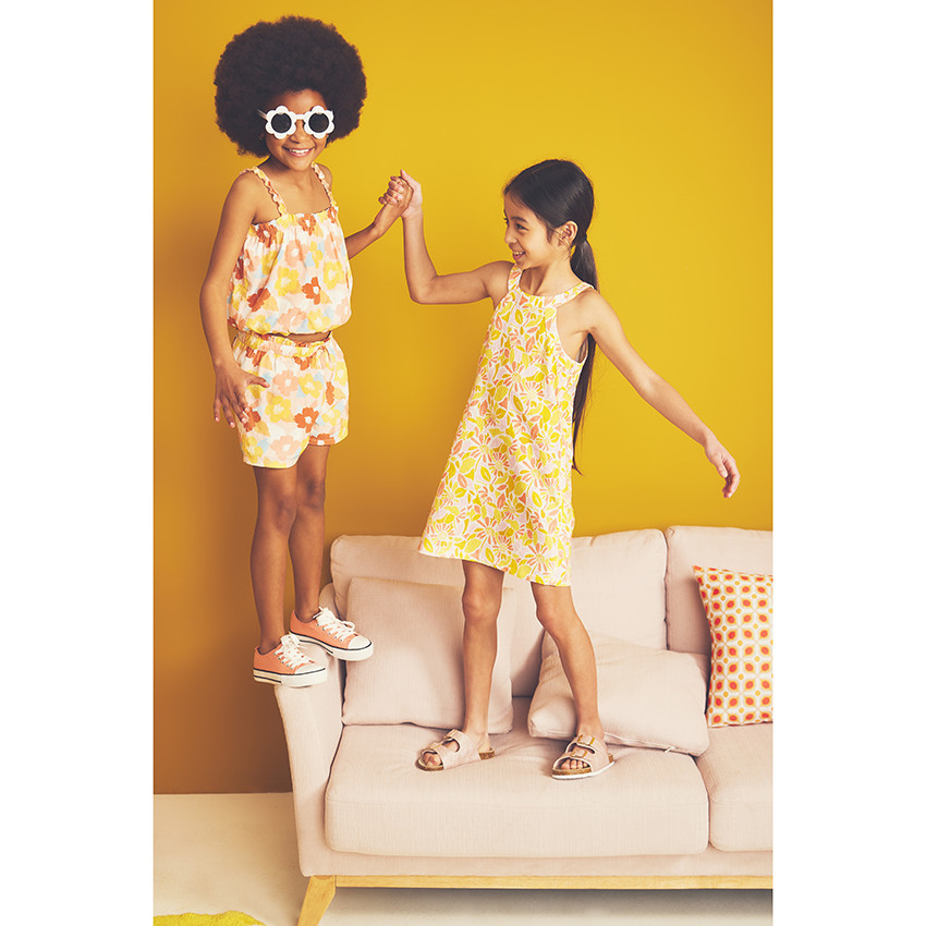 Jurk met schouderbanden met retro bloemenprint voor meisjes 