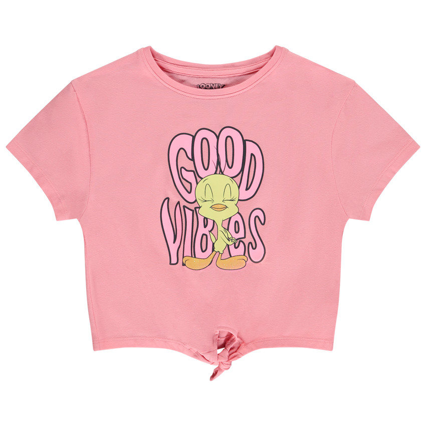 Korte mouwen T-shirt met knoop print Titi Warner voor meisjes 