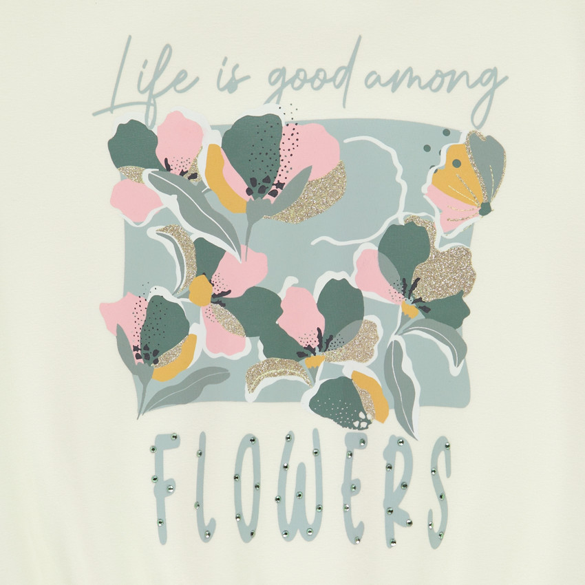 Joggingset van molleton met strass en volant voor meisjes 