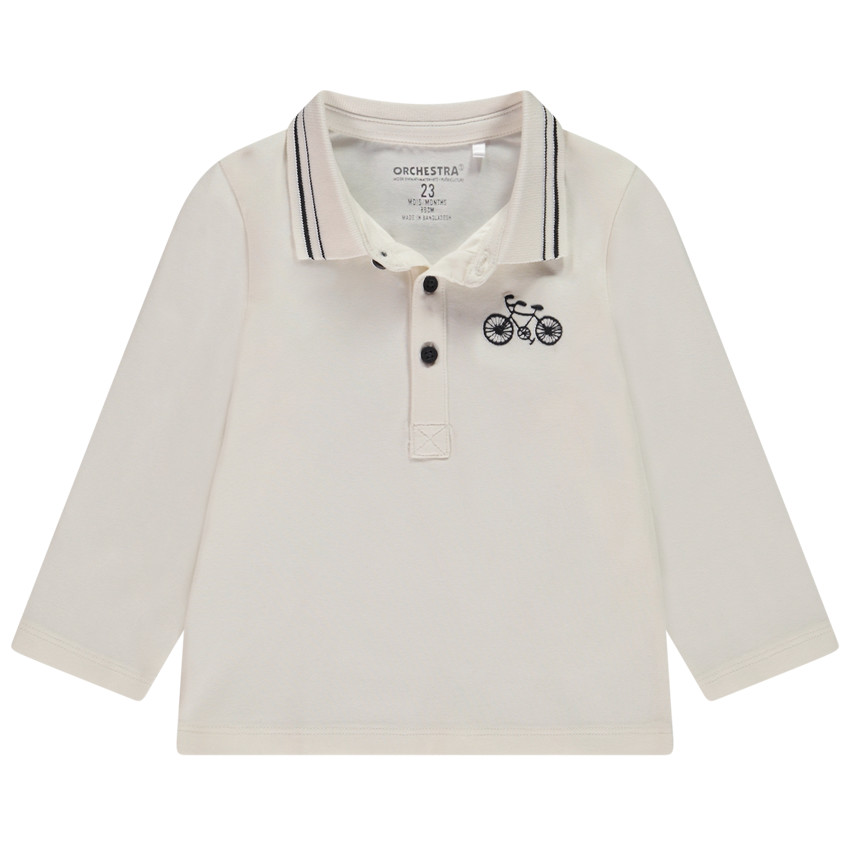 Polo manches longues broderie vélo pour bébé garçon 