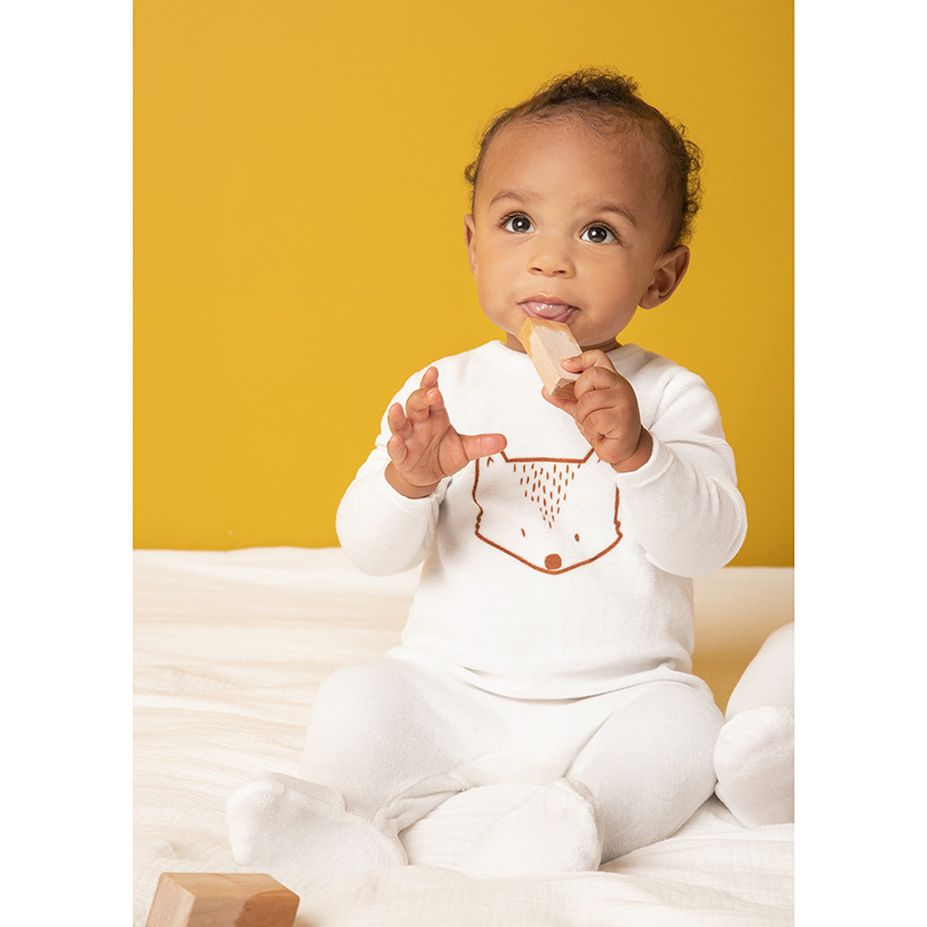 Fluwelen babypyjama voor jongens met vossenprint 