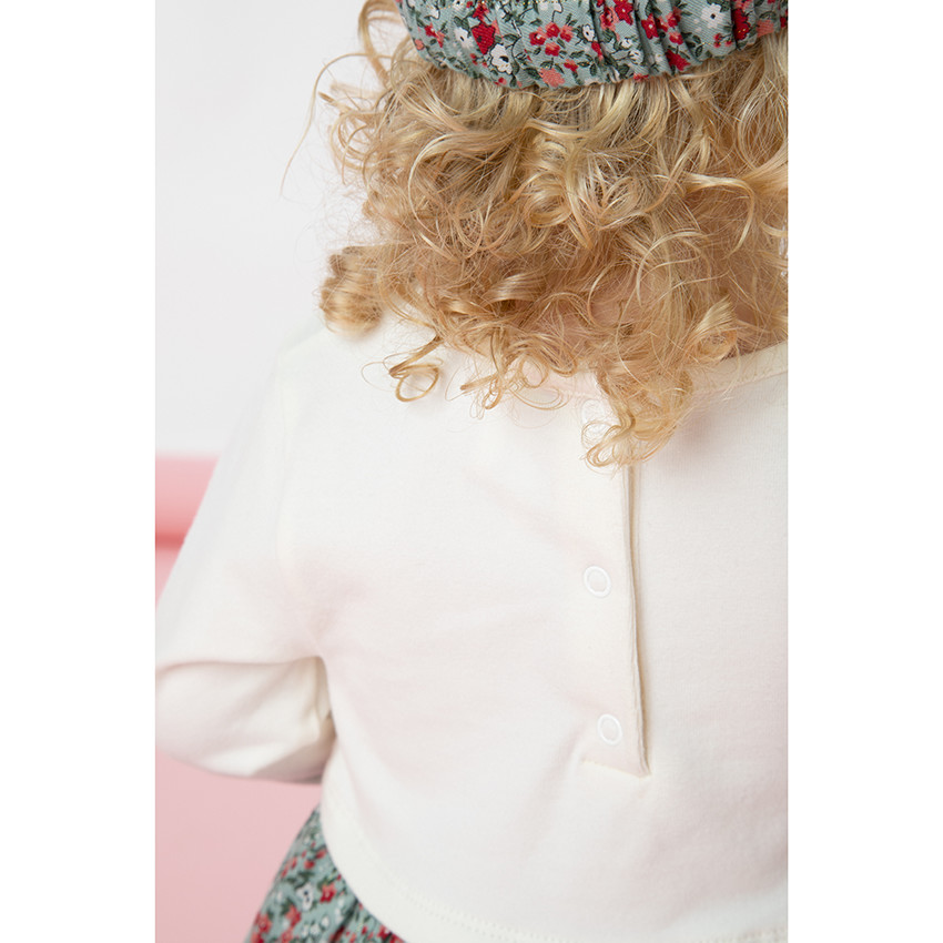 Robe 2 en 1 en jersey avec broderie coeur et imprimé fleuri pour bébé fille 
