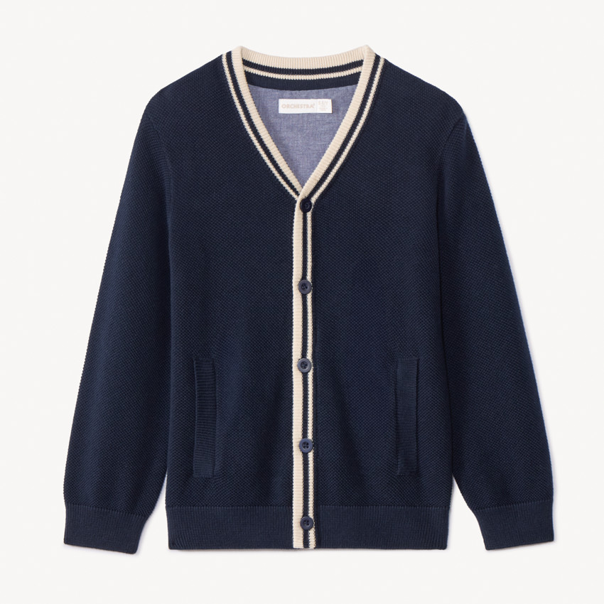 Vest in effen gebreid met ribbelafwerking voor jongen 