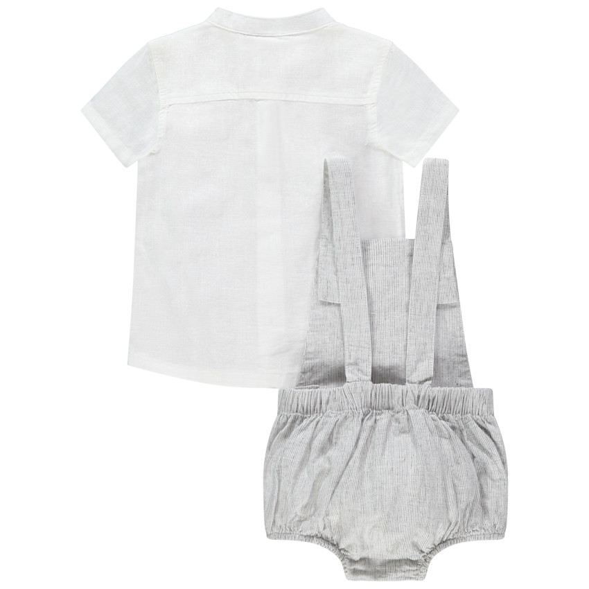 Ensemble avec salopette courte et chemise 