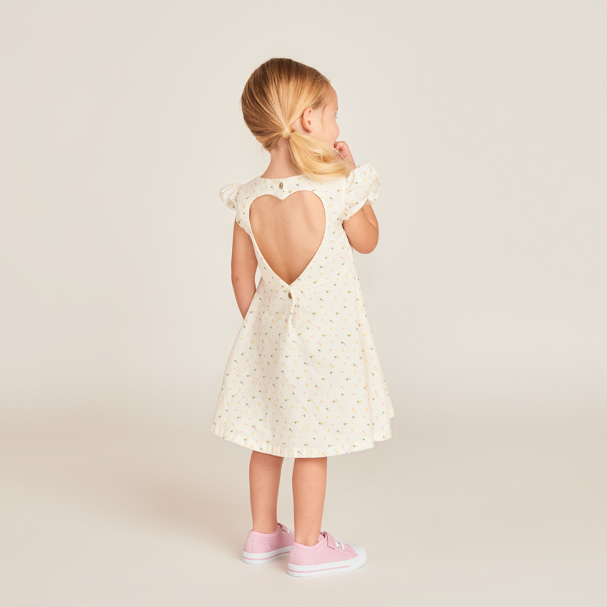 Robe manches courtes dos ajouré en cœur pour bébé fille 
