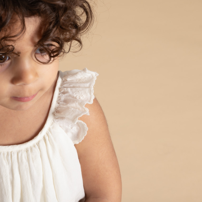 Robe barboteuse de cérémonie en broderie anglaise pour bébé fille 