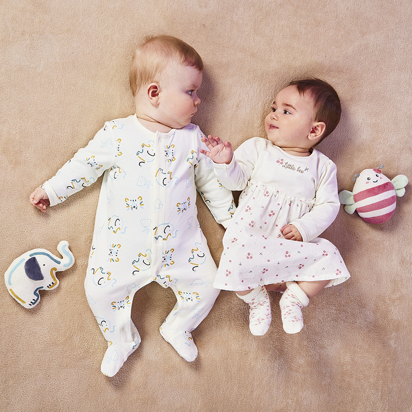 Robe bi-matière effet 2 en 1 imprimé fleuri pour bébé fille 