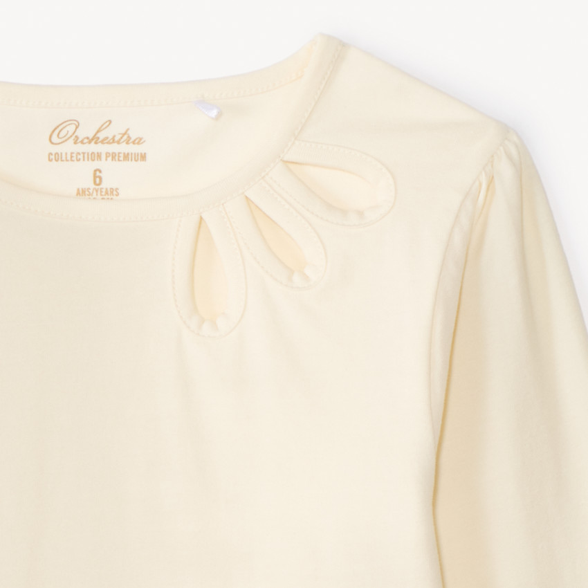 T-shirt met lange mouwen met een fantasie snit en strass voor meisjes 