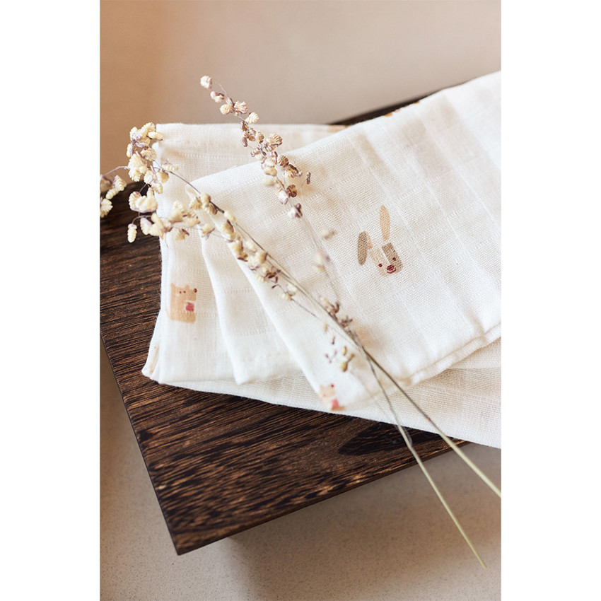 Lange tétra gaze de coton 115x115cm 2pcs Animal Friends  