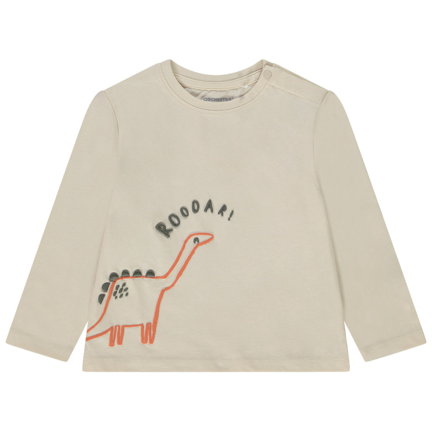 T-shirt met lange mouwen puff print dinosaurus voor baby jongen 