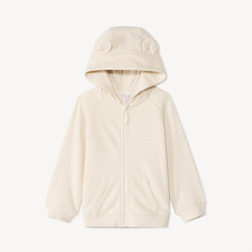 Gilet molleton uni à capuche ourson pour bébé garçon 