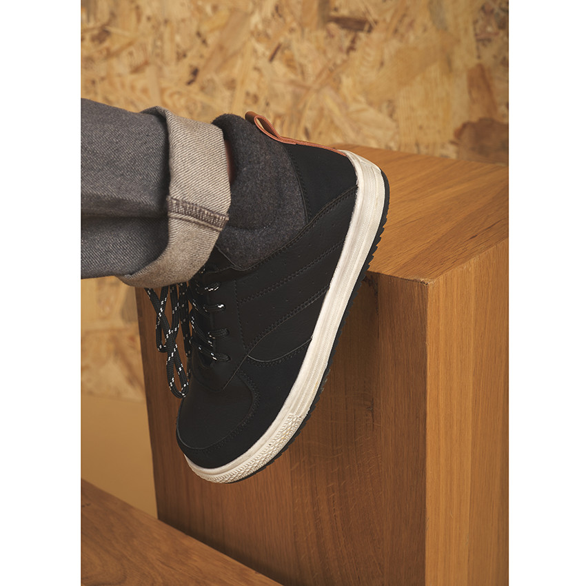 Bottillons à lacets avec col en tricot et semelle crantée pour garçon 