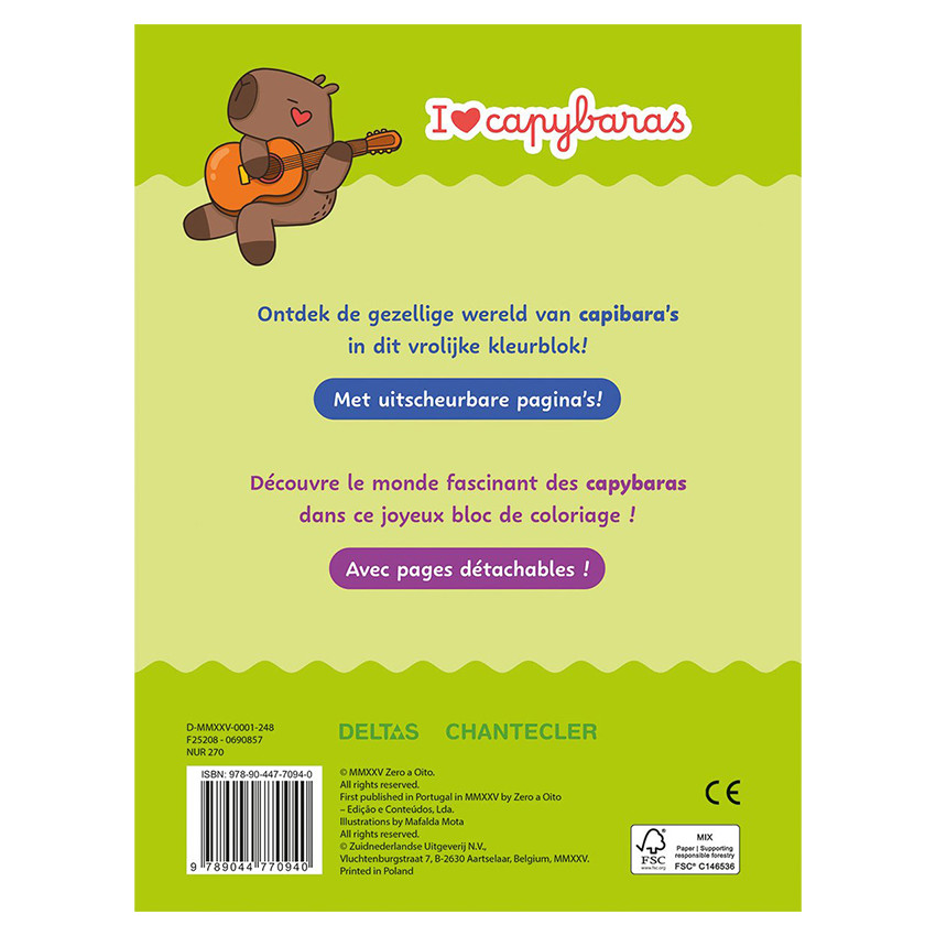 NL/FR Bloc de coloriage I love capybaras +4A / Kleurblok I love capybaras +4J 