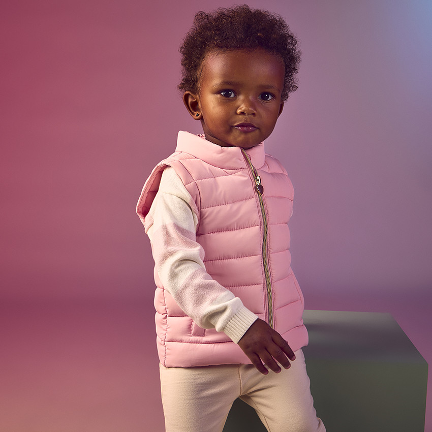 Doudoune sans manches fine en toile pour bébé fille 